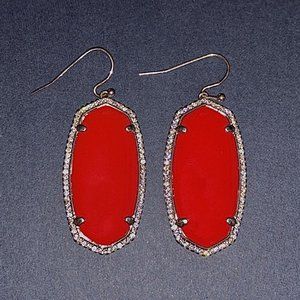 Kendra Scott Red and Silver Elle Pave Earrings